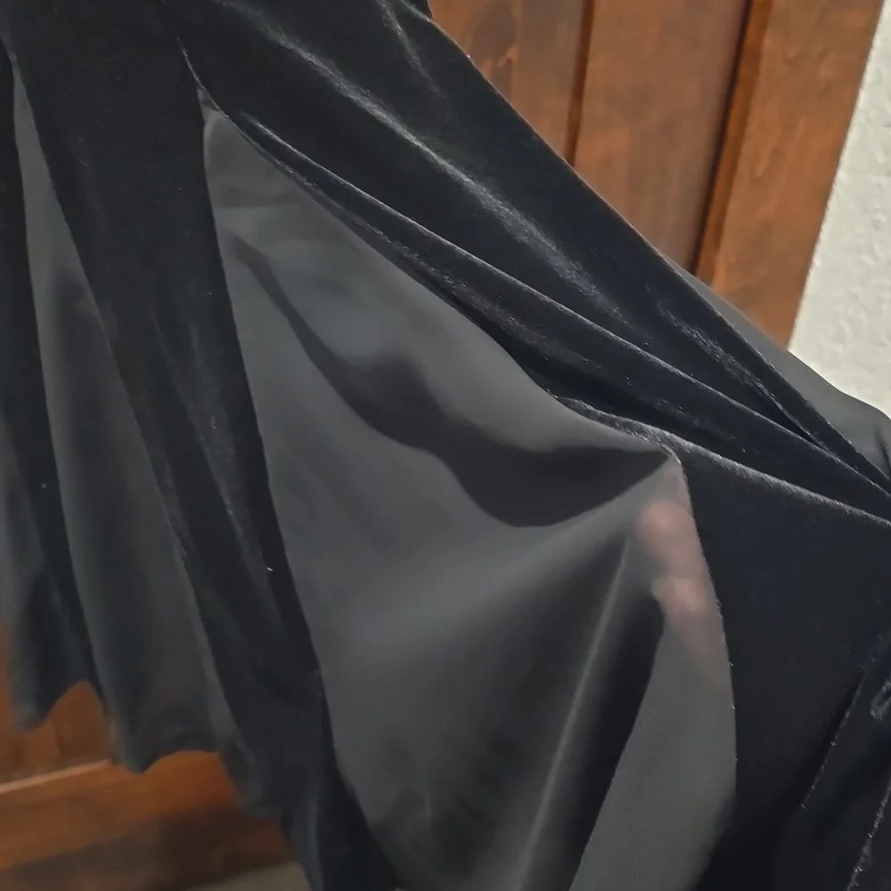 Midnight Velvet  Black Velvet Sheer Panel Maxi Skirt sz 3X